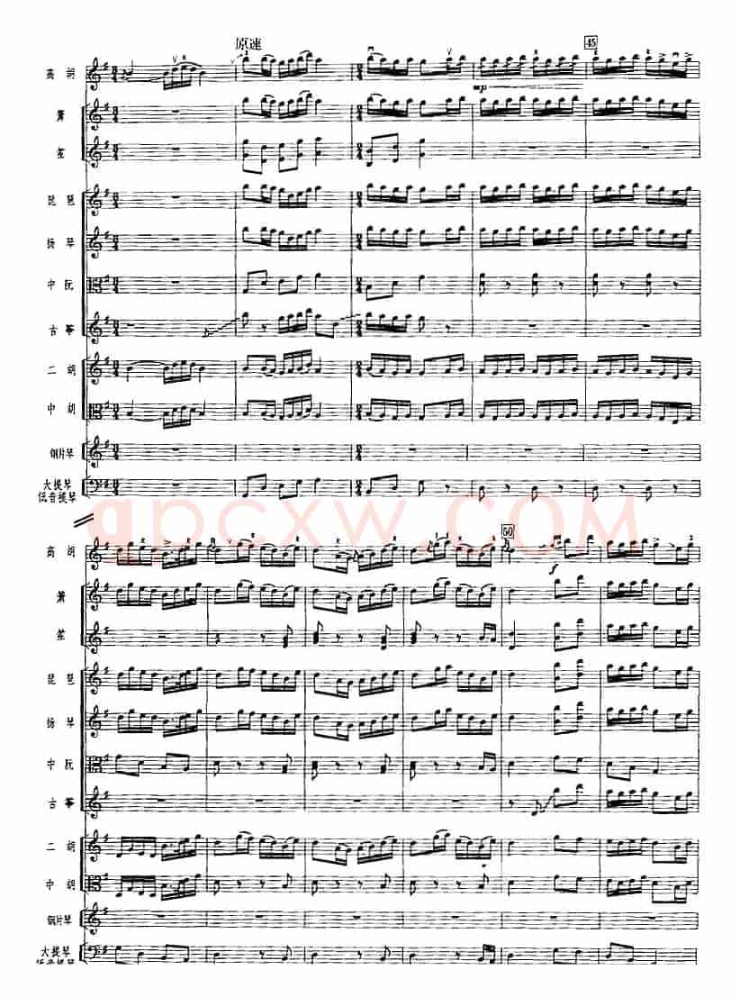 鸟投林（广东音乐、高胡+乐队伴奏、五线谱版）