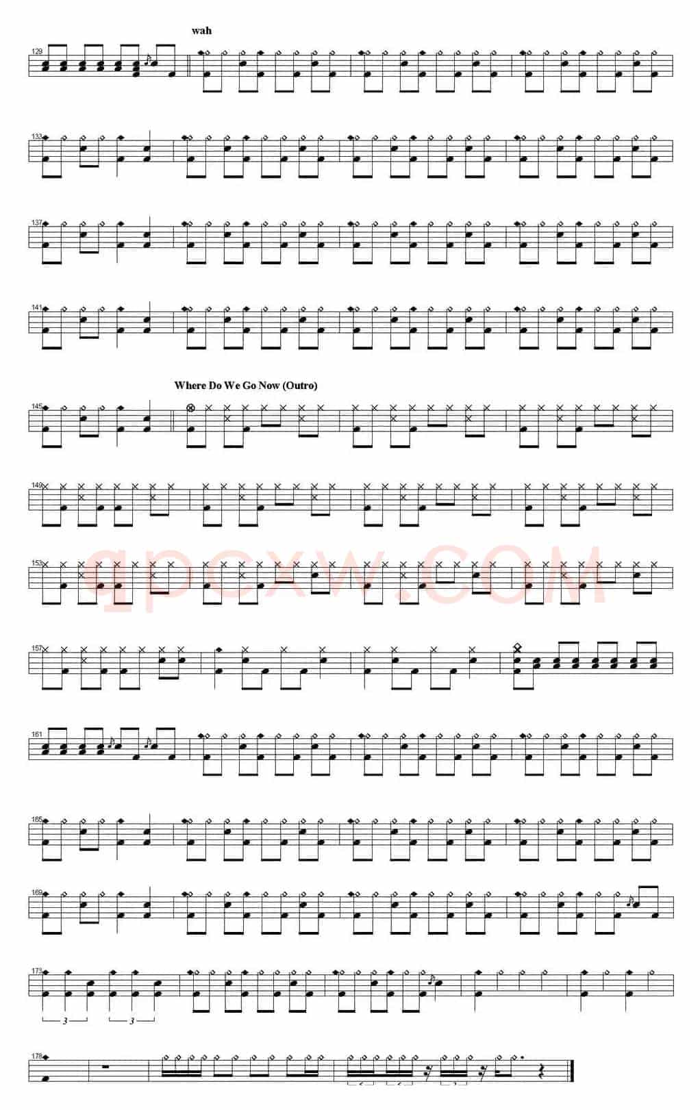 爵士鼓谱：Guns n' Roses - Sweet child of mine