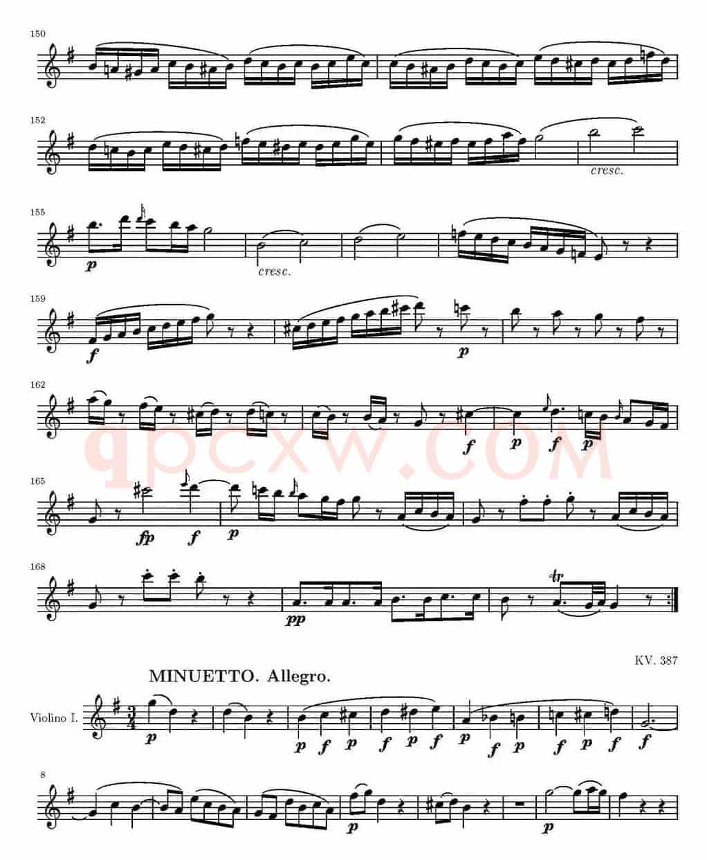 String Quartet KV.387（弦乐四重奏第一小提琴分谱）