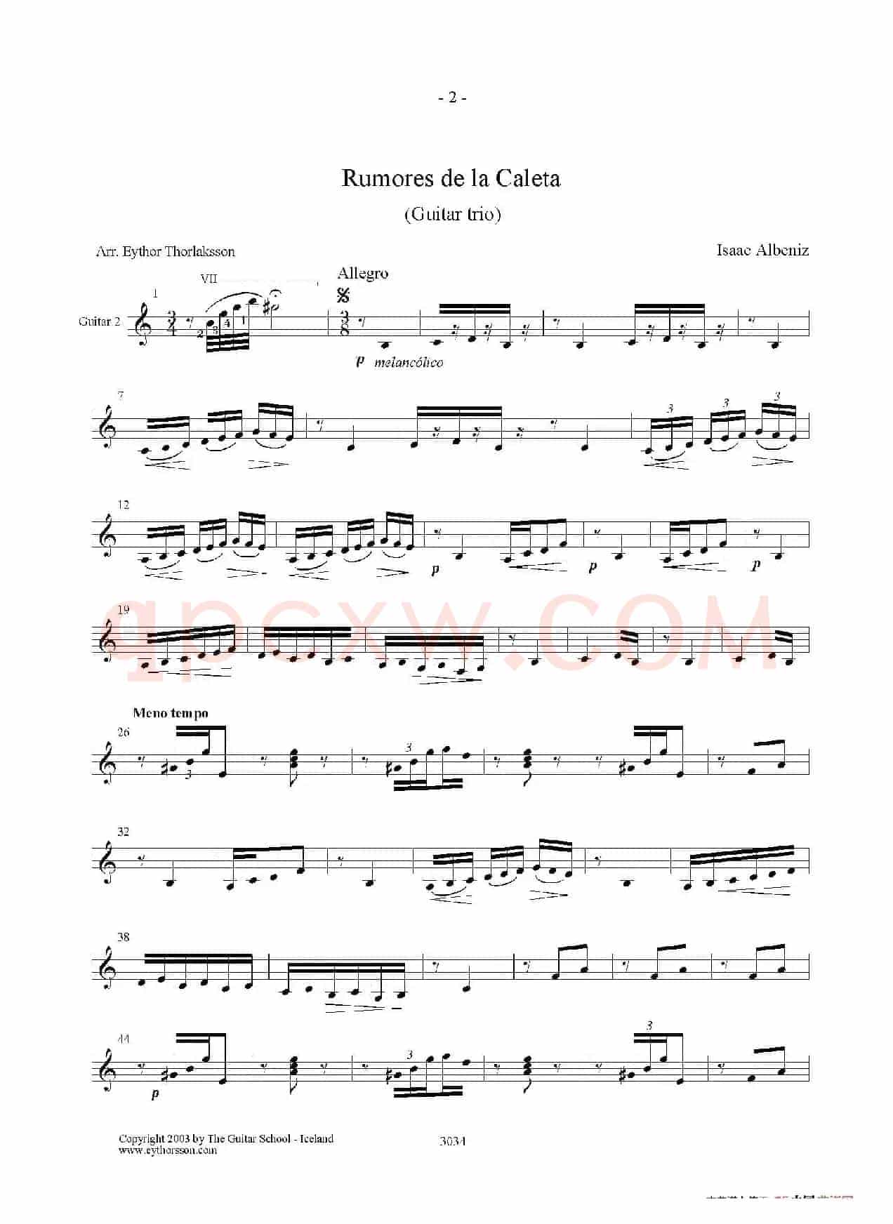 Rumores de la Caleta(Guitar TRIO)（古典吉他）
