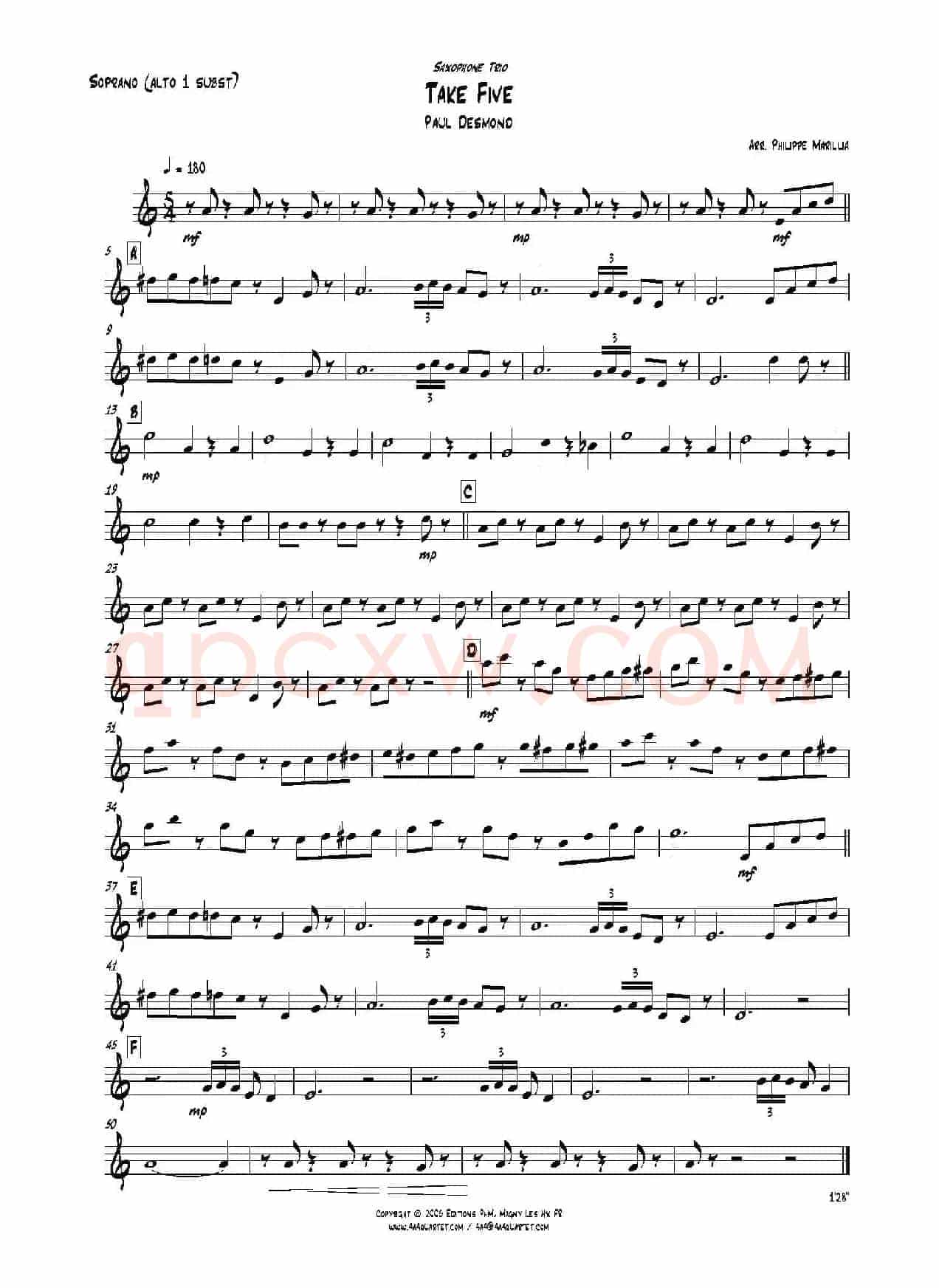 Take Five（无伴奏爵士五重奏分谱）