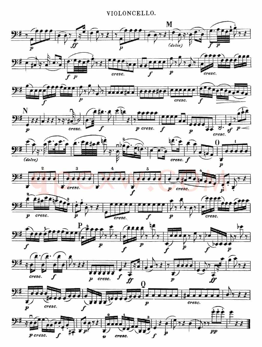 Mozart《Quartet No.20 in D Major,K.499》（Cello分谱）