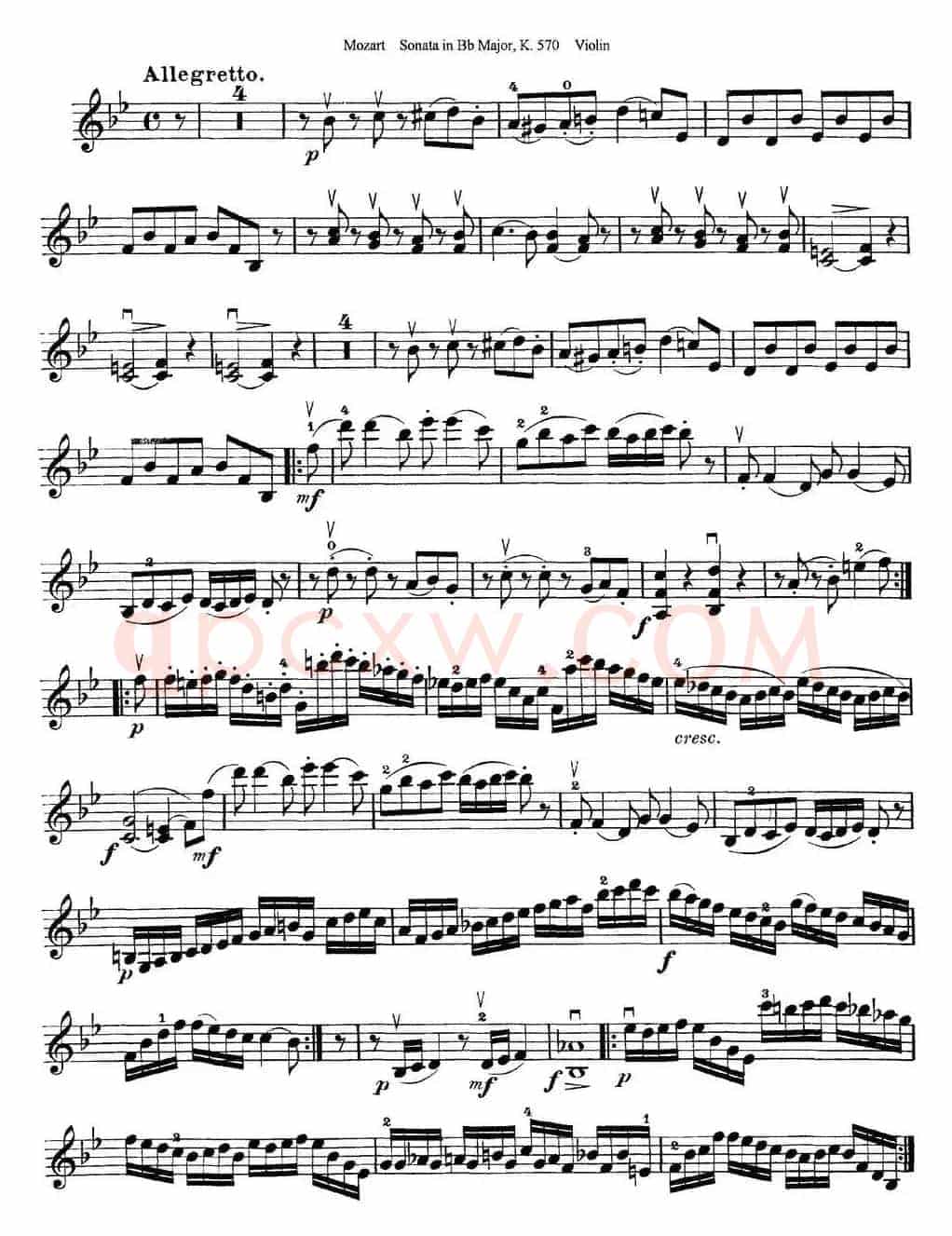 Violin Sonata in Bb Major K.570