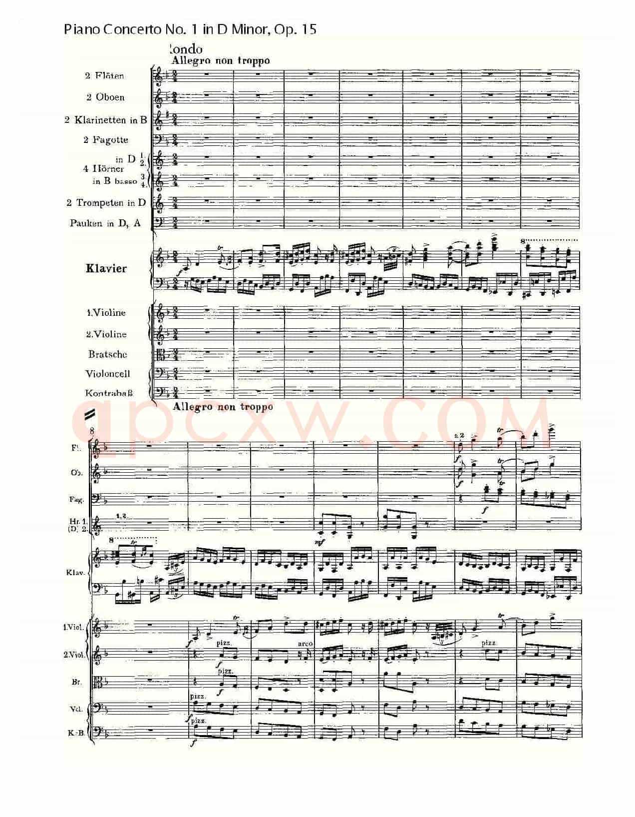 D小调钢琴第一协奏曲, Op.15第三乐章(一)