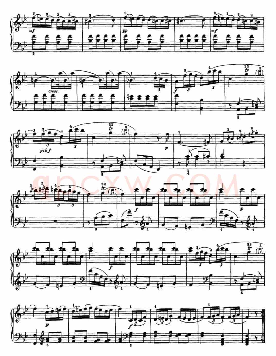 海顿 钢琴奏鸣曲 Hob XVI 2 Partita B-flat major