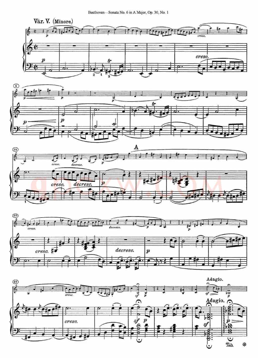 Violin Sonata No.6 in A Major Op.30 No.1（小提琴+钢琴伴奏）
