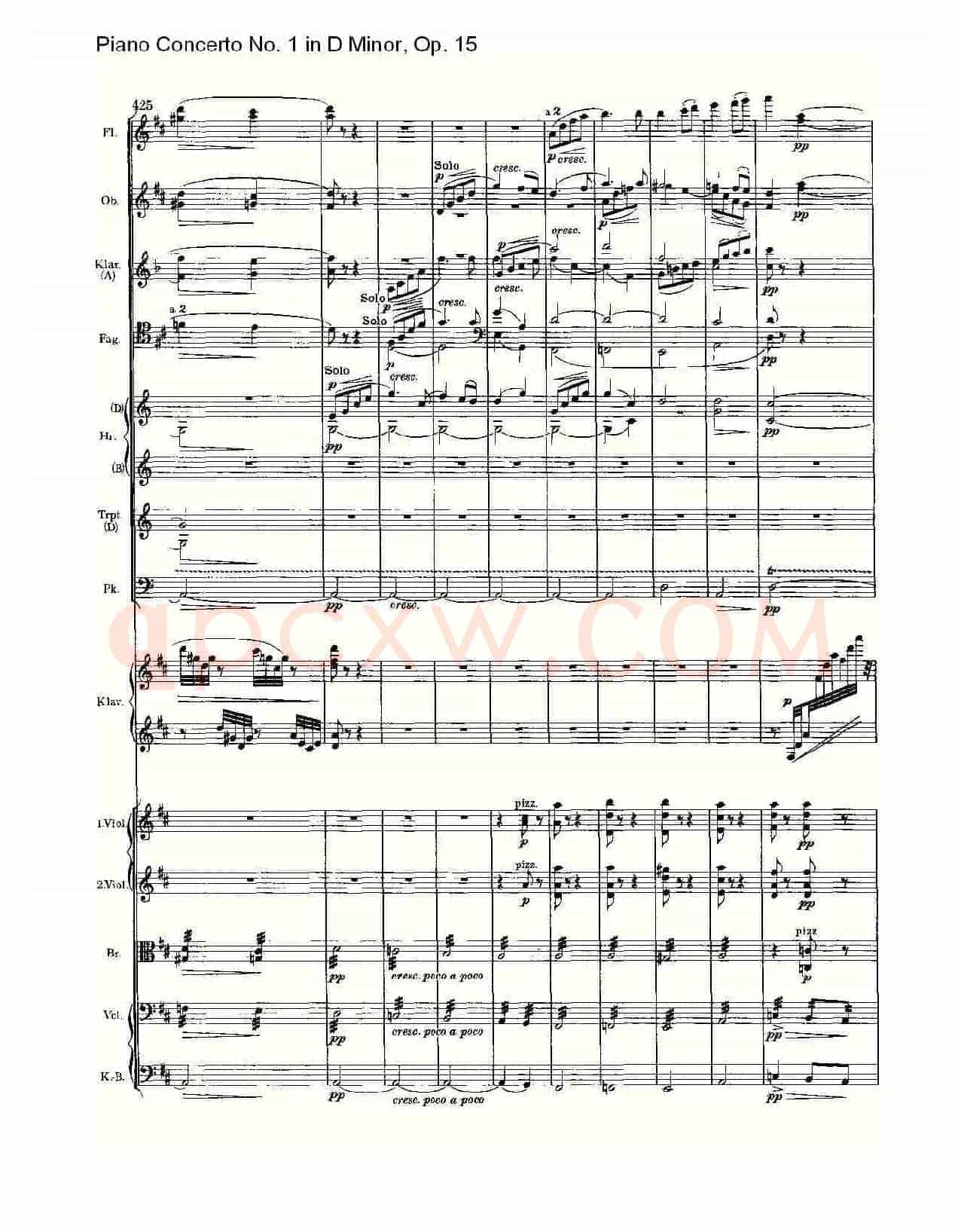 D小调钢琴第一协奏曲, Op.15第三乐章(一)