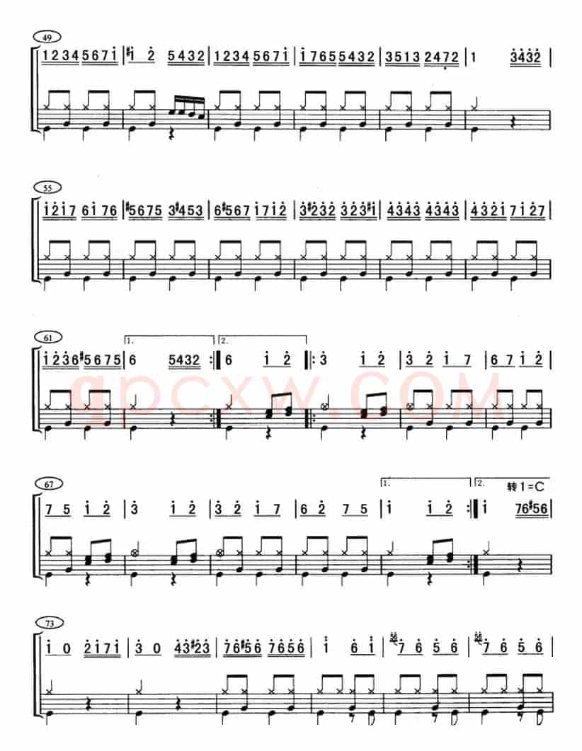 土耳其进行曲（架子鼓、主旋律+鼓谱）