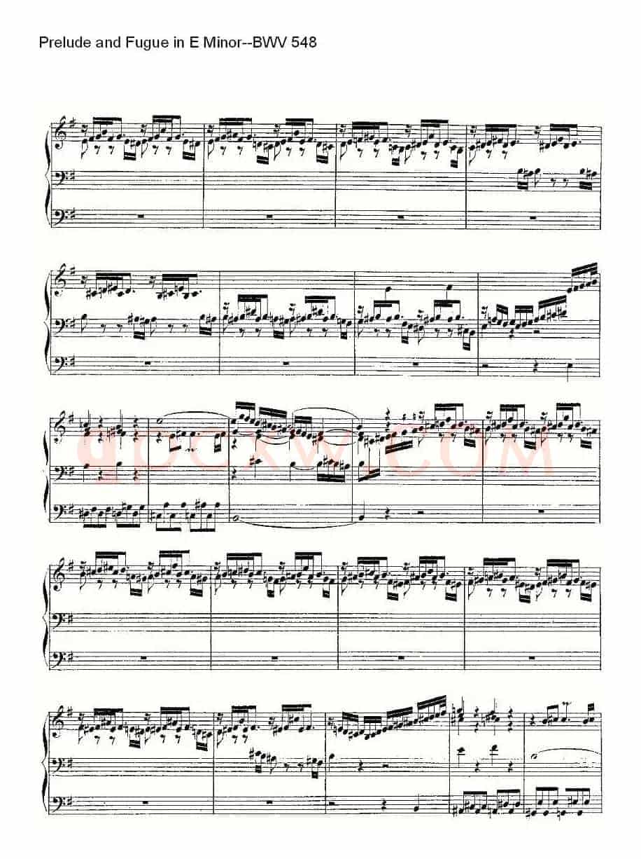 Prelude and Fugue in E Minor--BWV 548 (管风琴谱)
