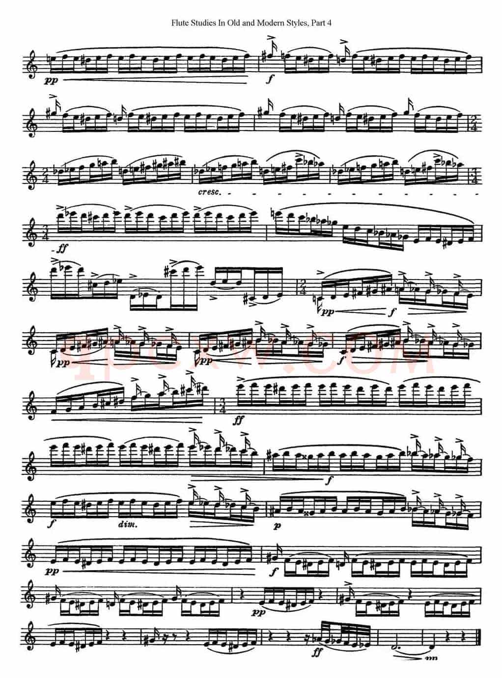 斯勒新老风格长笛练习重奏曲（第四部分）（NO.16）