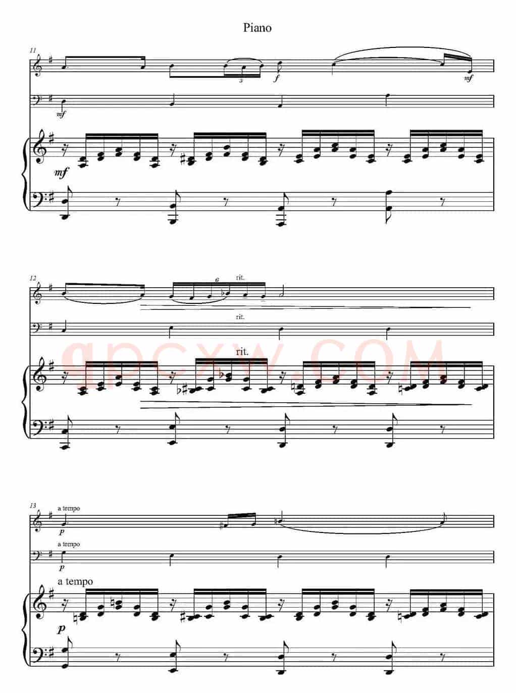 Ave Maria（小提琴+大提琴+钢琴伴奏、E.Schubert作曲版）
