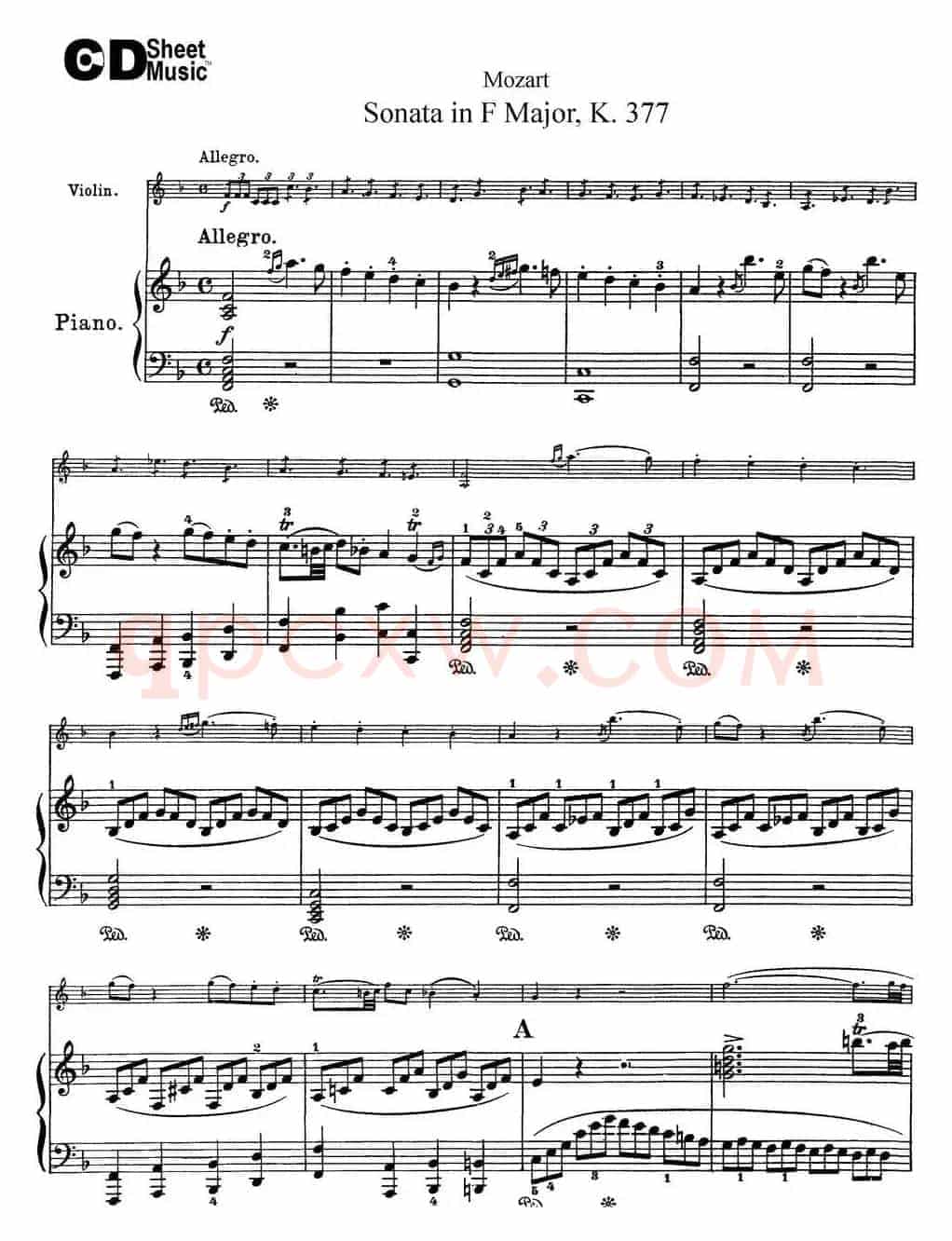 Violin Sonata in F Major K.377（小提琴+钢琴伴奏）