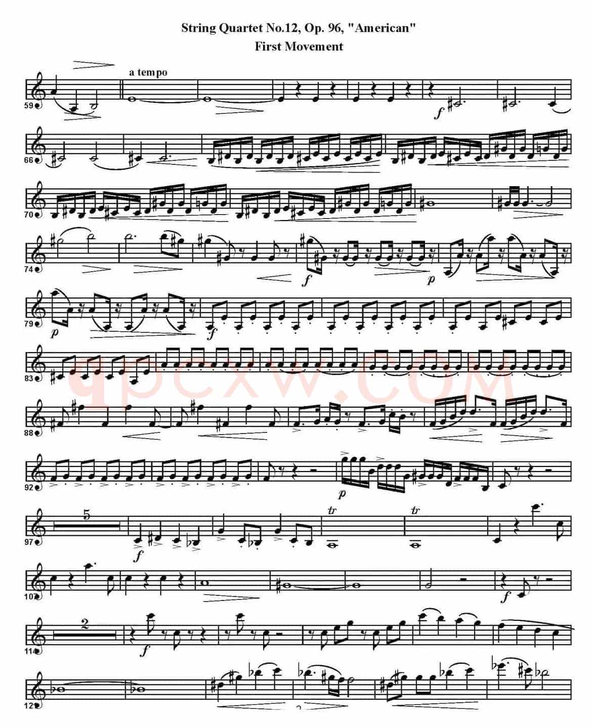 String Quartet No.12，Op.96（四重奏·上低音萨克斯分谱）