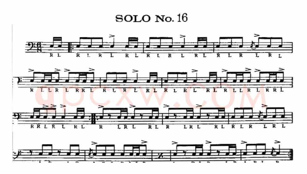 美国军鼓 SOLO No.16-20（爵士鼓谱）
