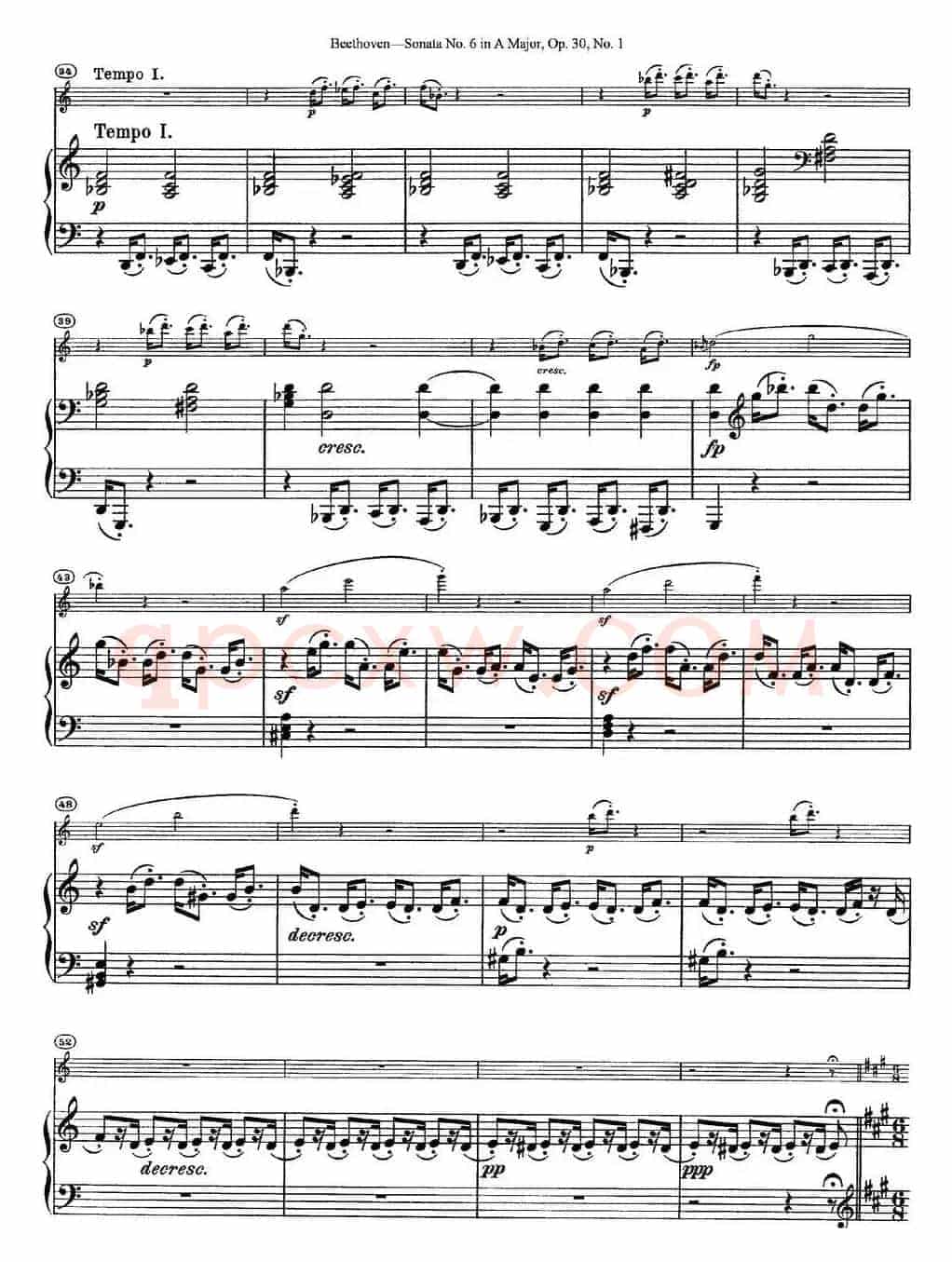 Violin Sonata No.6 in A Major Op.30 No.1（小提琴+钢琴伴奏）