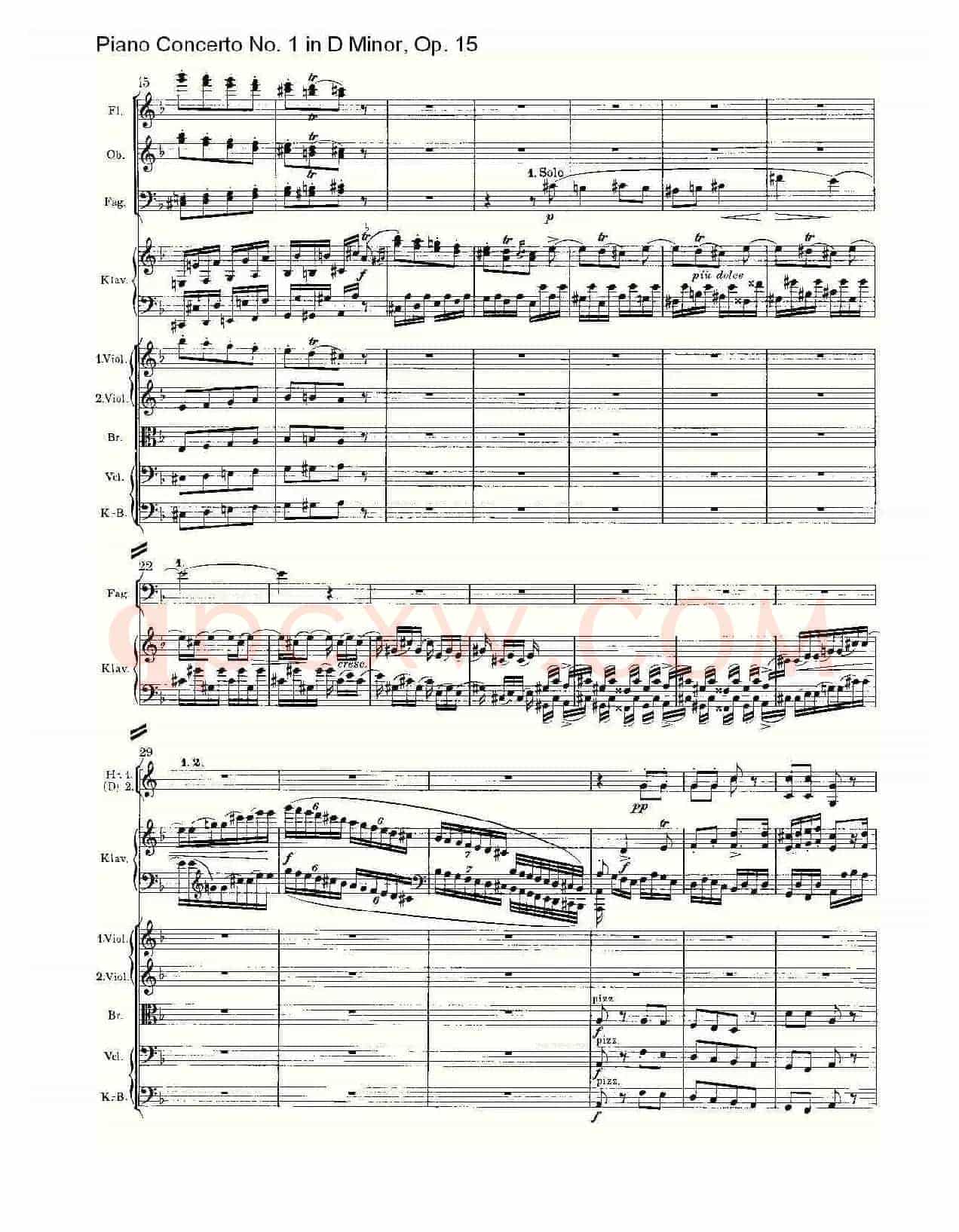 D小调钢琴第一协奏曲, Op.15第三乐章(一)