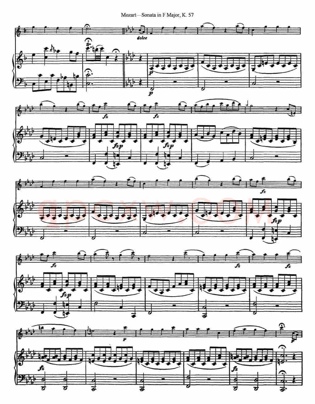 Violin Sonata in F Major K.357（小提琴+钢琴伴奏）