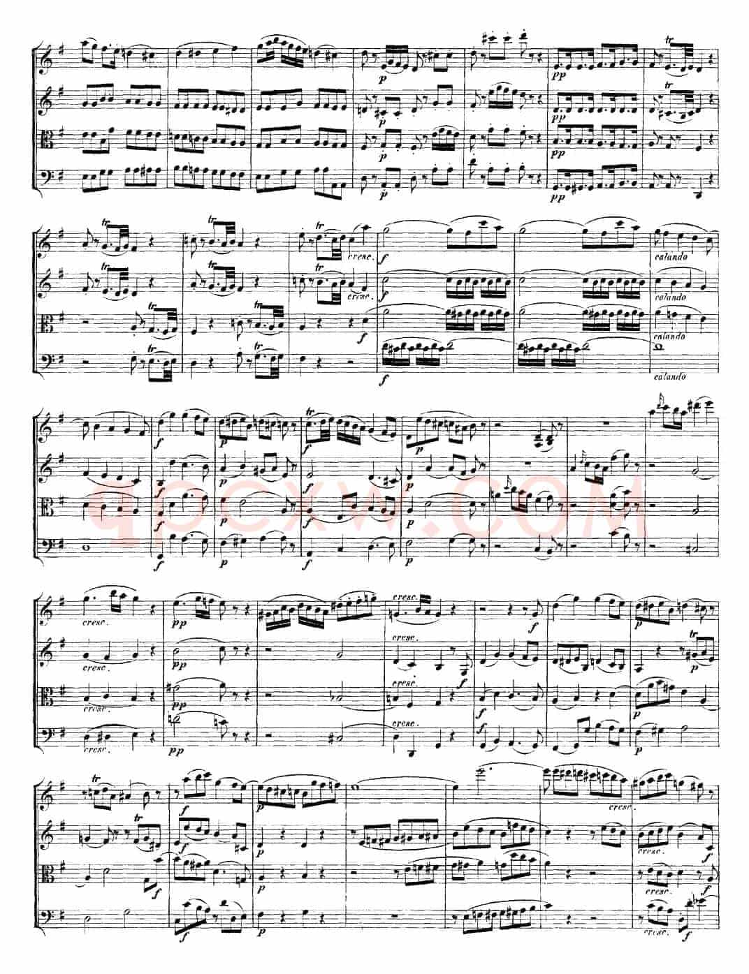 Mozart《Quartet No.14 in G Major,K.387》（总谱）