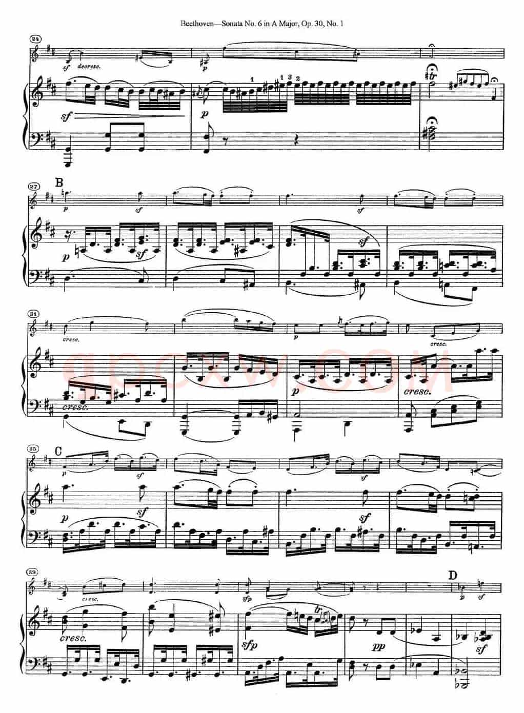 Violin Sonata No.6 in A Major Op.30 No.1（小提琴+钢琴伴奏）