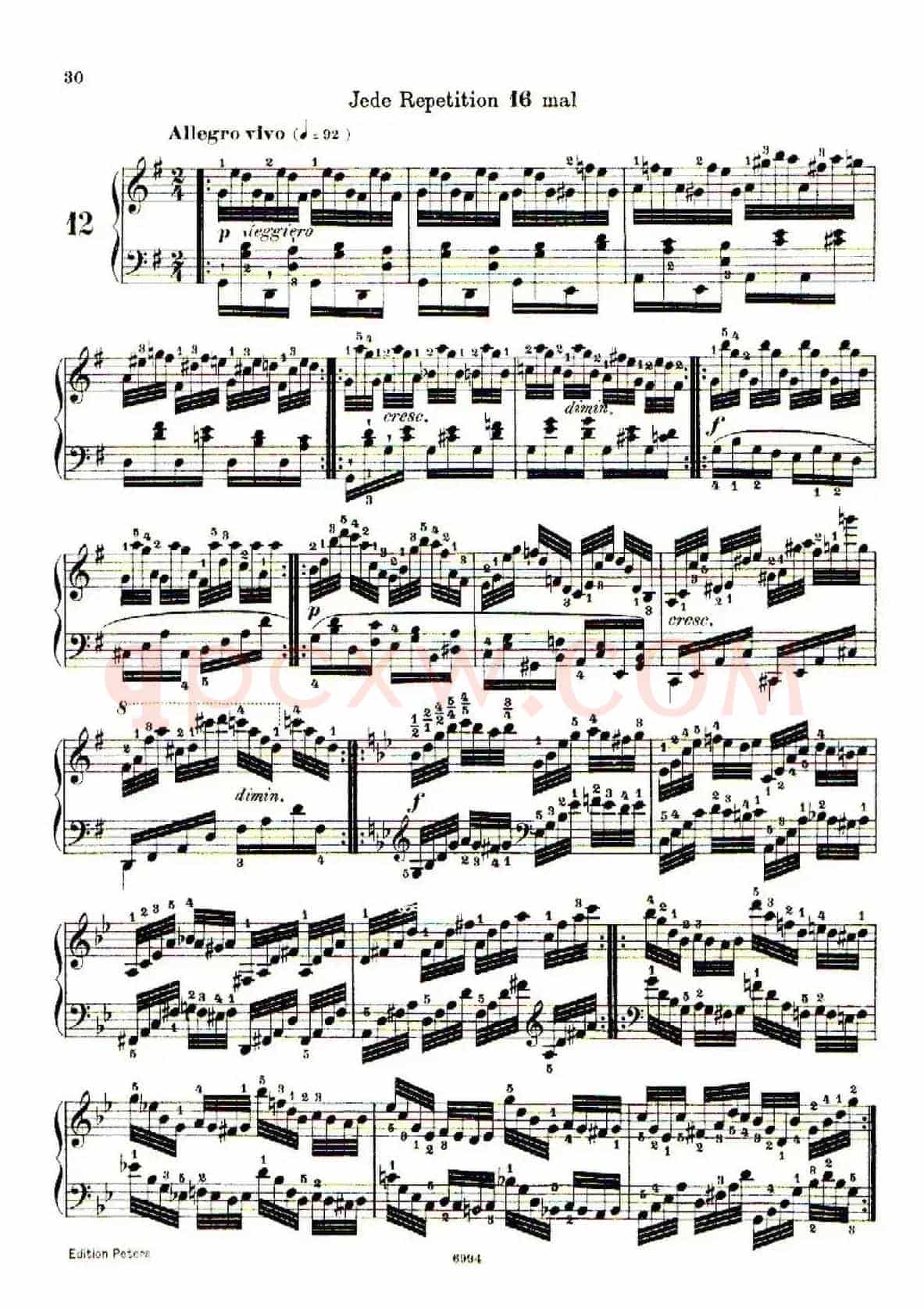 School of the Virtuoso Op.365(60首钢琴高级练习曲·12)