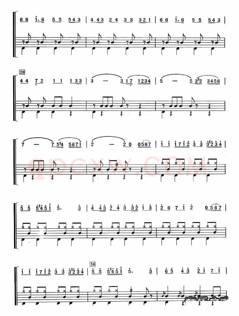巡逻兵进行曲（架子鼓、主旋律+鼓谱）