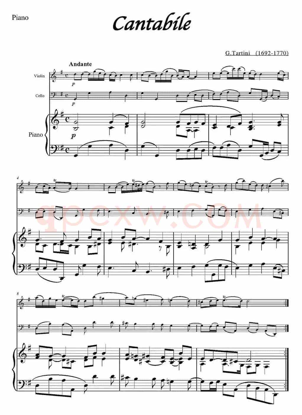 Cantabile（小提琴+大提琴+钢琴伴奏）