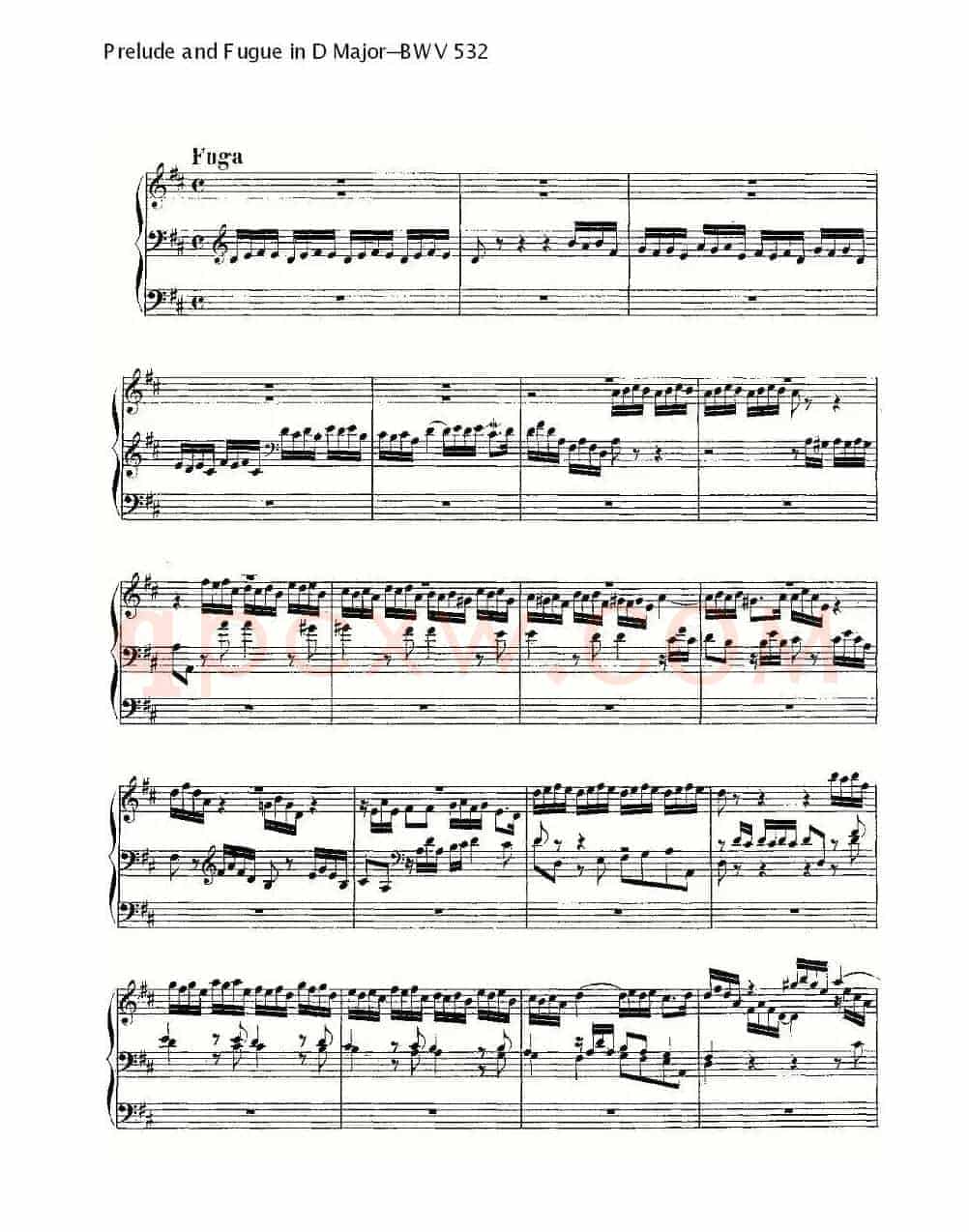 Prelude and Fugue in D Major--BWV 532 (管风琴谱)