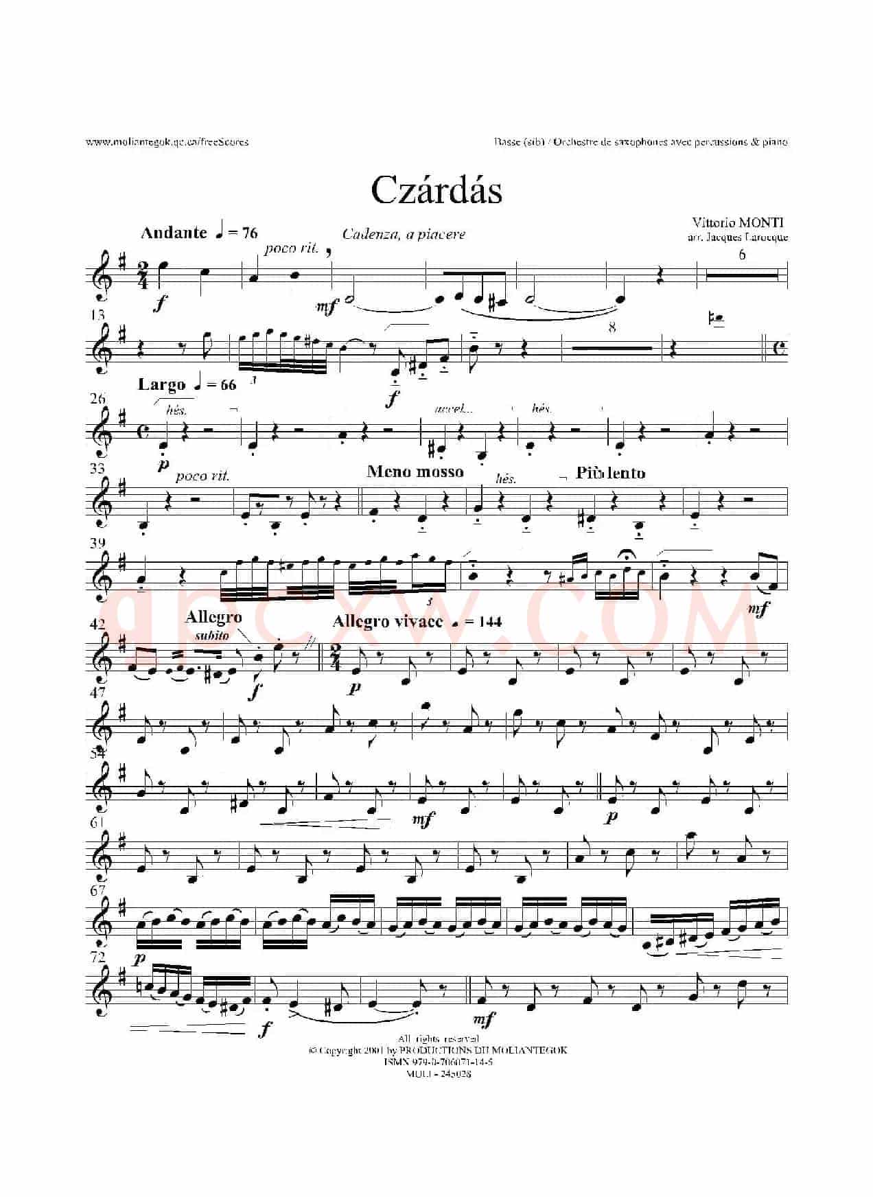 Czardas 查尔达斯（15重奏）（Bass）