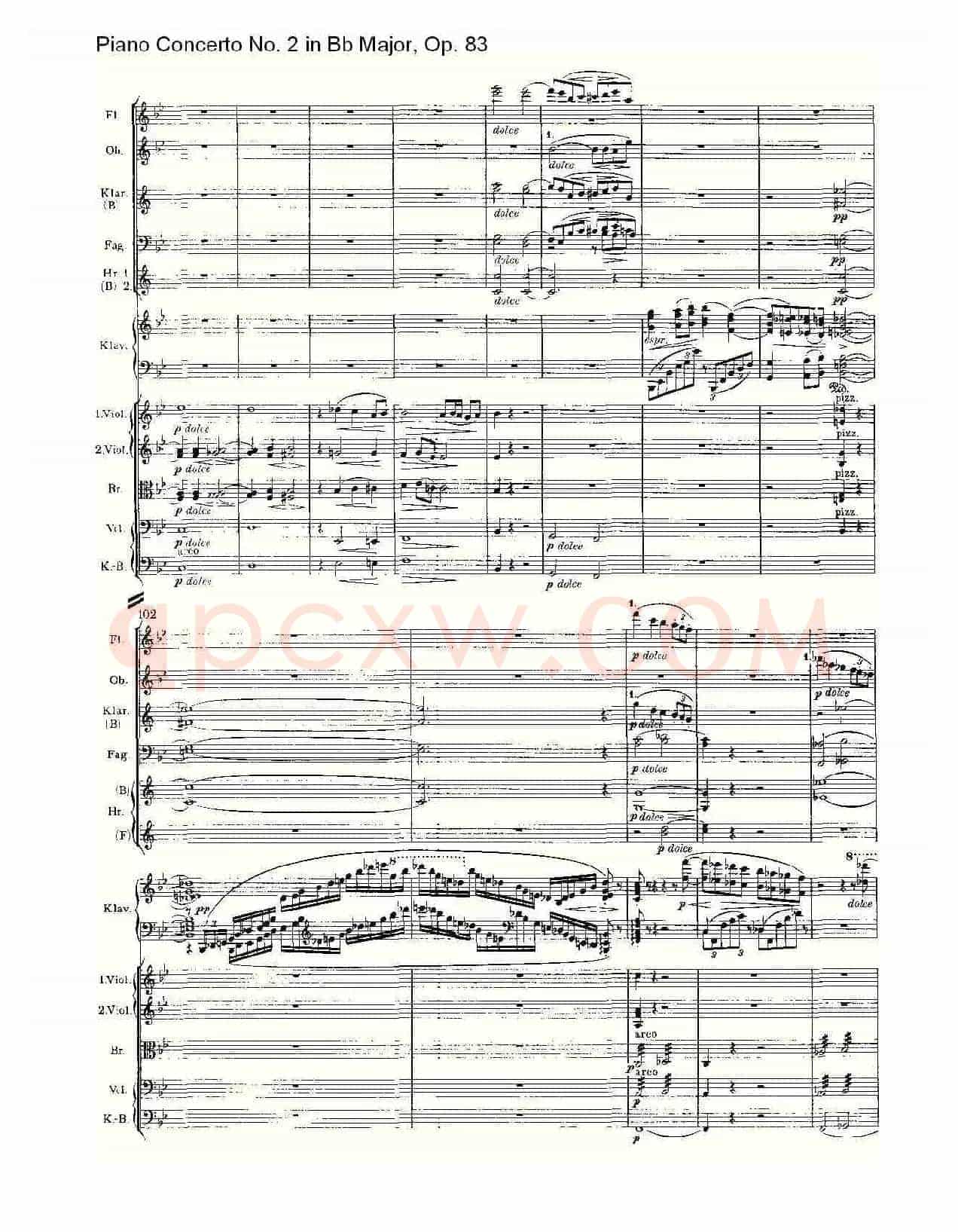 Bb大调钢琴第二协奏曲, Op.83第一乐章(一)