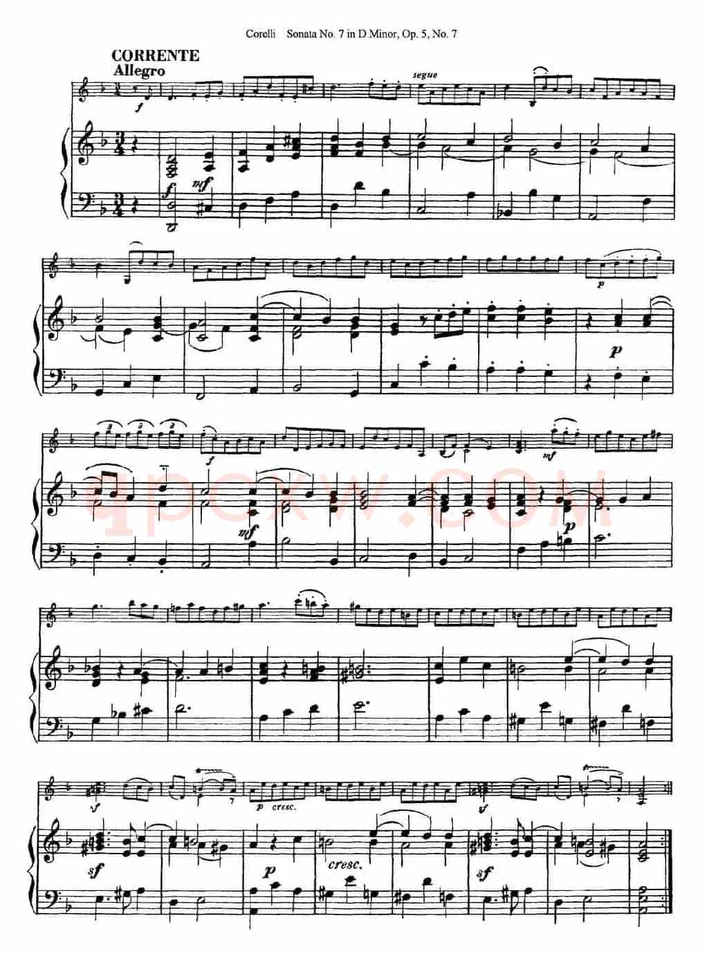 Sonata No.7 in D Minor Op.5 No.7（小提琴+钢琴伴奏）