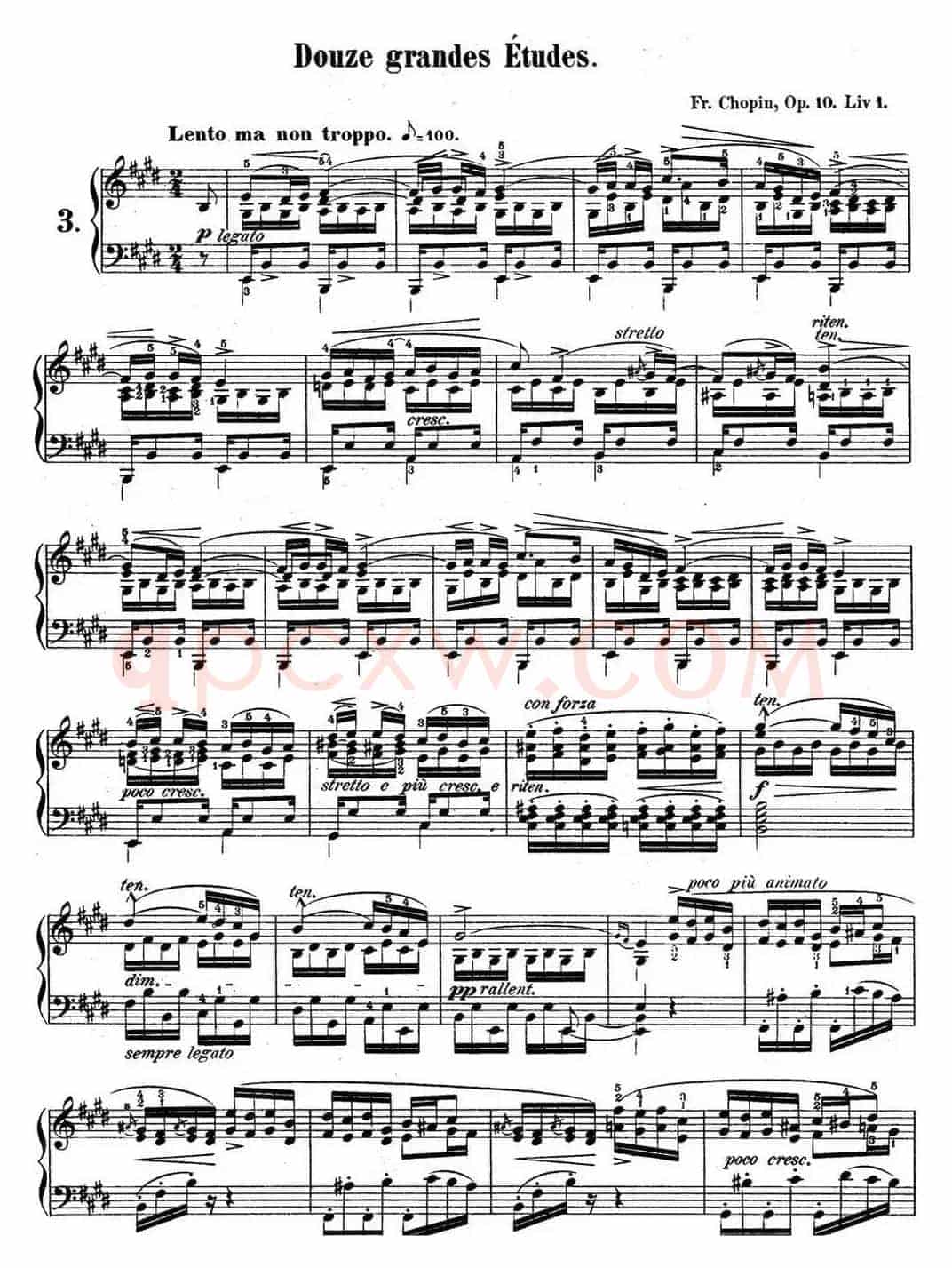 肖邦练习曲3 Op.10 No.3 离别 E大调 E major Tristesse