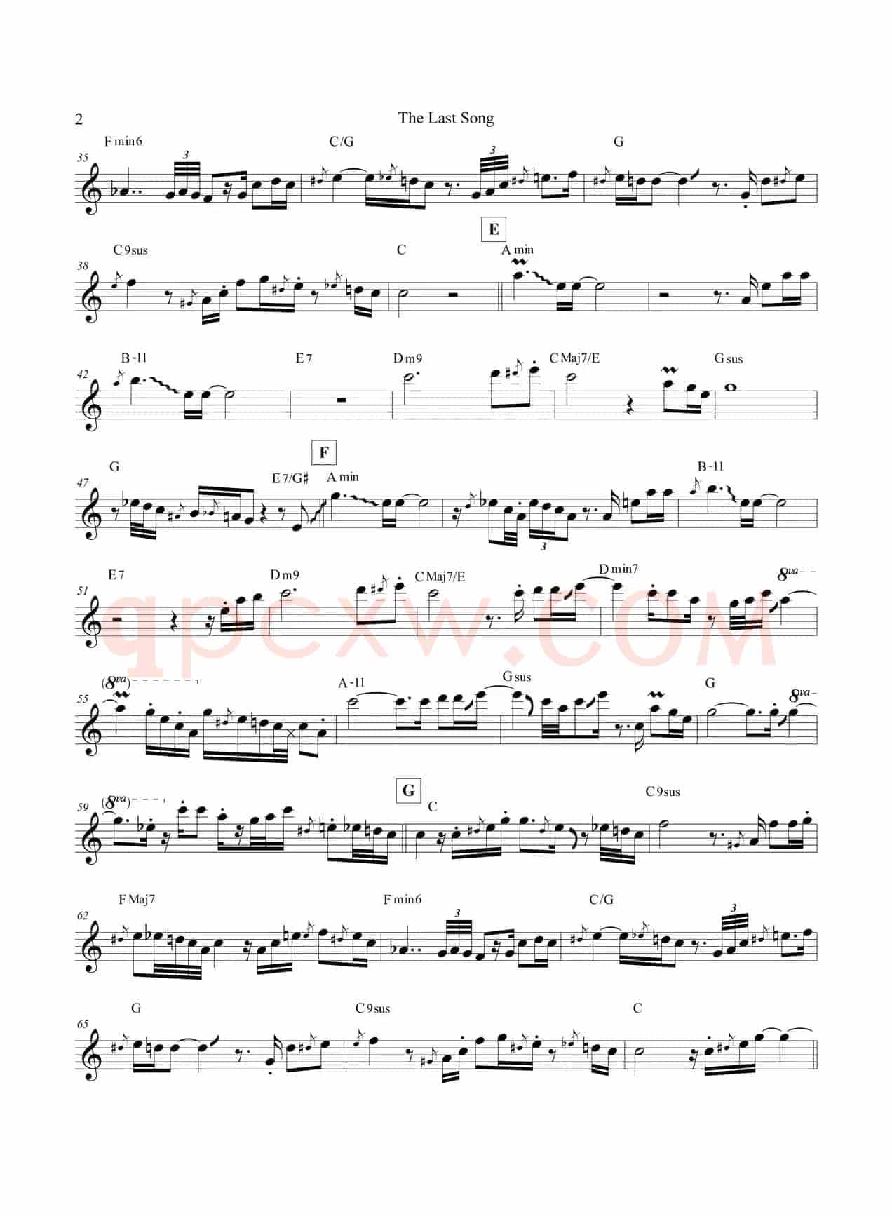 The Last Song（次中音萨克斯/高音萨克斯）
