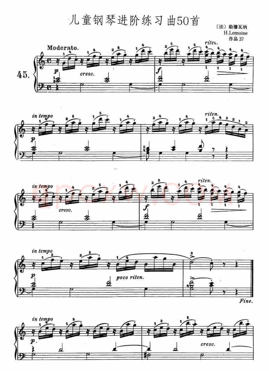 儿童钢琴进阶练习曲50首之45