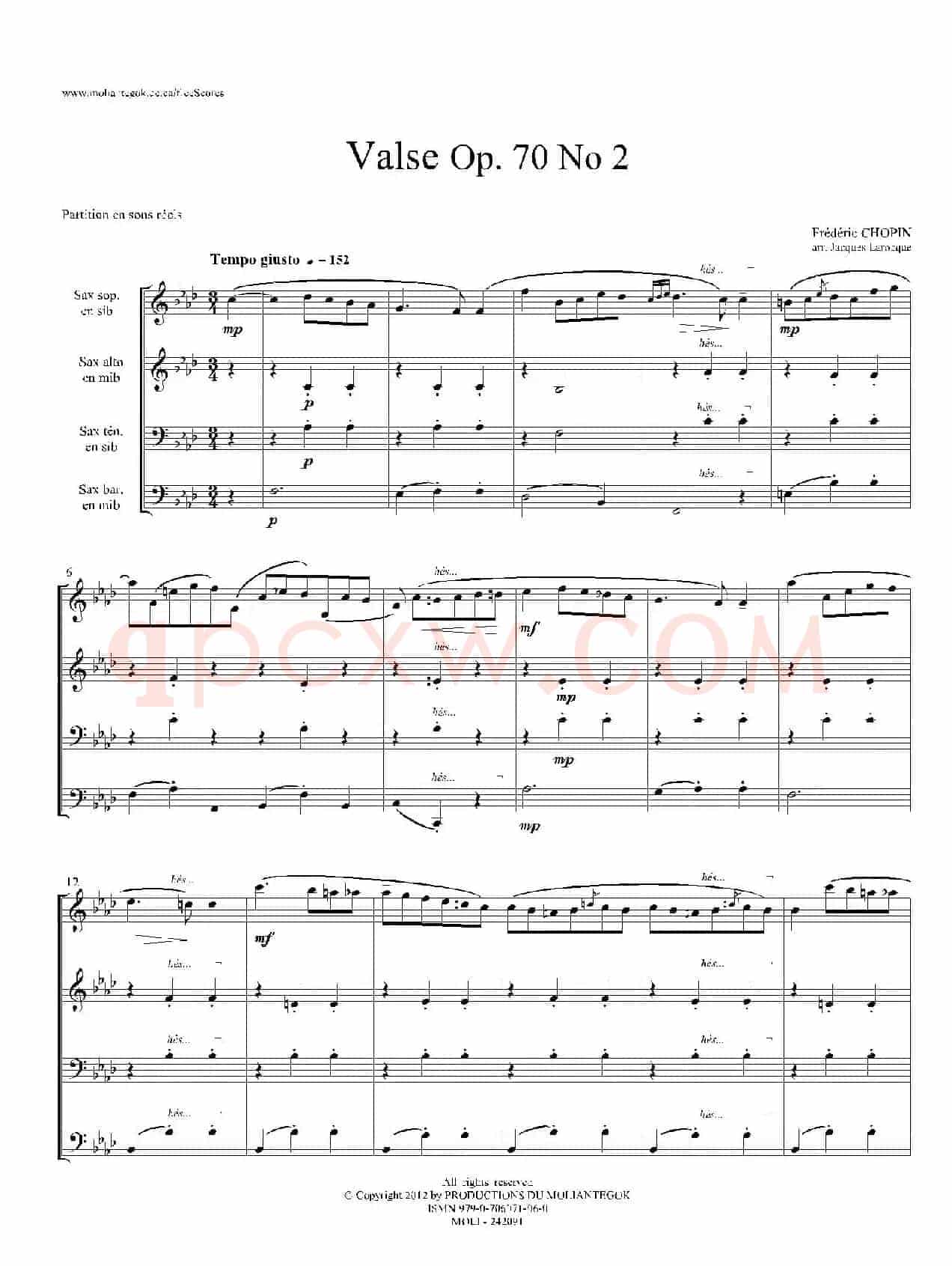 f小调圆舞曲 Op.70 No.2（四重奏总谱）