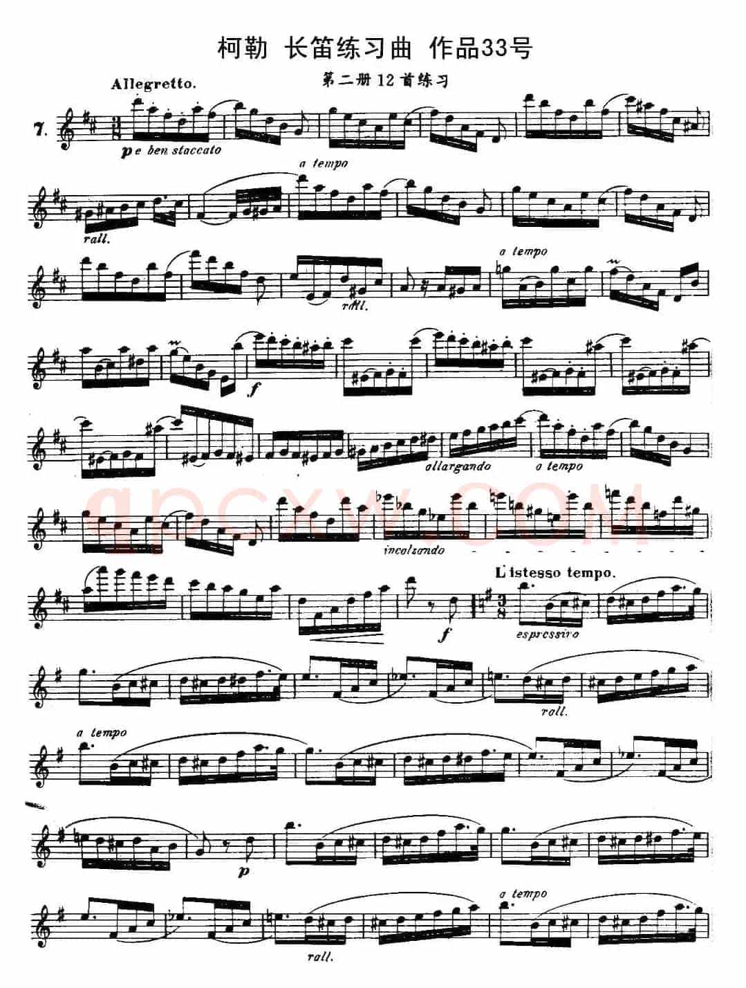 柯勒长笛练习曲作品33号(第二册)(7)